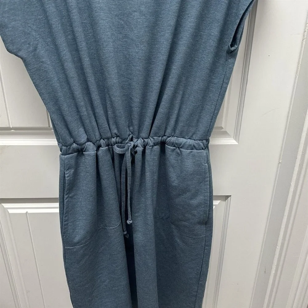 32 Degrees Cool Dress Women Large Blue Pockets Above Knee V Neck Drawstring - Picture 2 of 6